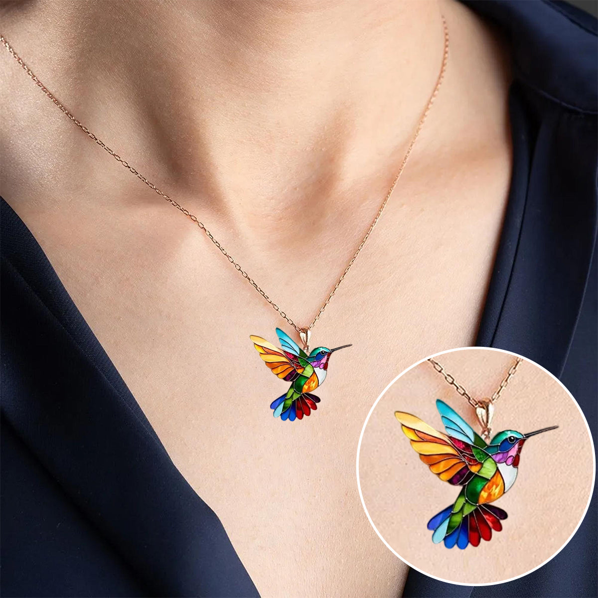Alaina | Colar Elegante de Beija-Flor Colorido